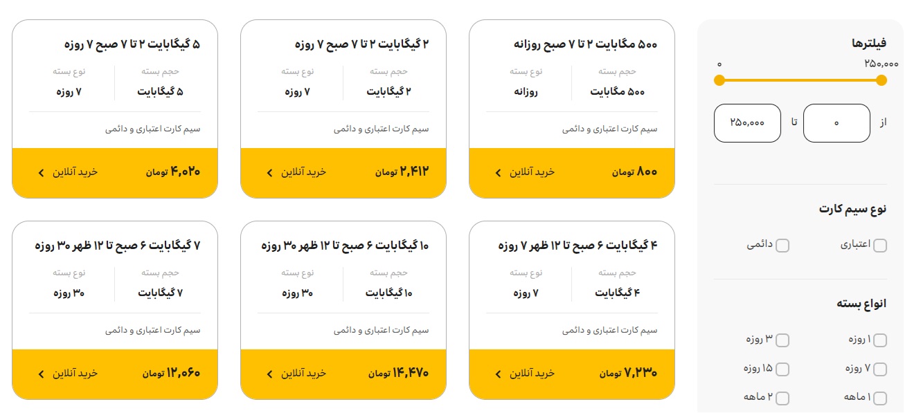 خرید بستههای اینترنت ایرانسل