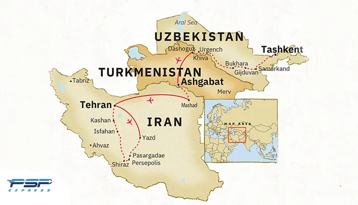 نقشه ایران و ازبکستان