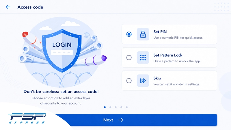 تعیین PIN برای حساب وب مانی