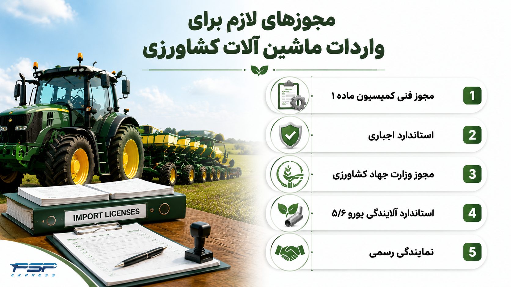 مجوزهای لازم برای واردات ماشین آلات کشاورزی